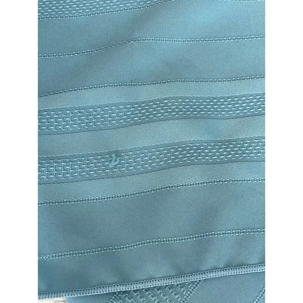 Vintage Blue Woven Damask Tablecloth Rectangular Striped 1980s Fabric Craft
